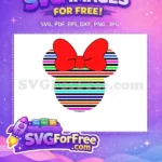 Free Striped Minnie Head Free Red Bow Disney Free SVG 1 - Instant Download