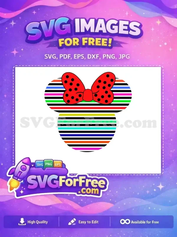 Free Polka Dot Bow Free Colorful Stripes Minnie Free SVG