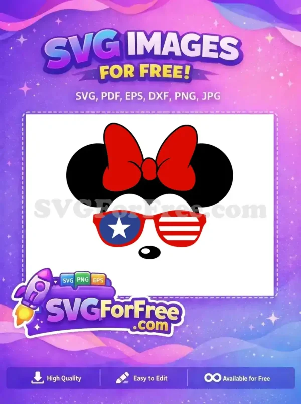 Free Patriotic Glasses Free Red Bow Minnie Free SVG