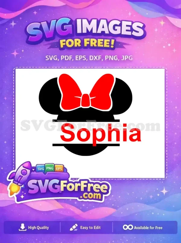 Free Red Bow Sophia Free Mickey Heads Sayings Free SVG