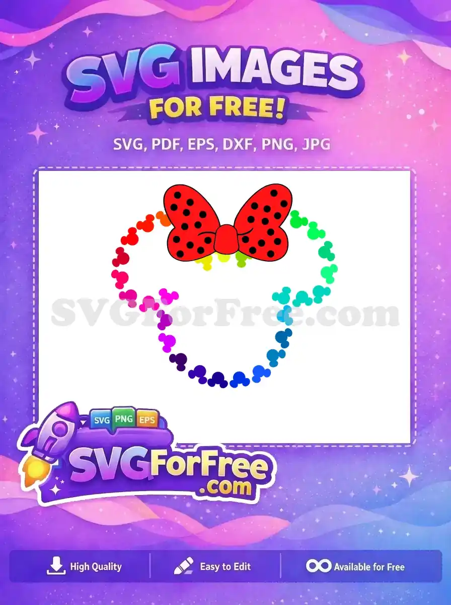 Free Rainbow Mickey Heads Free Minnie Bow Tie Movie Free SVG