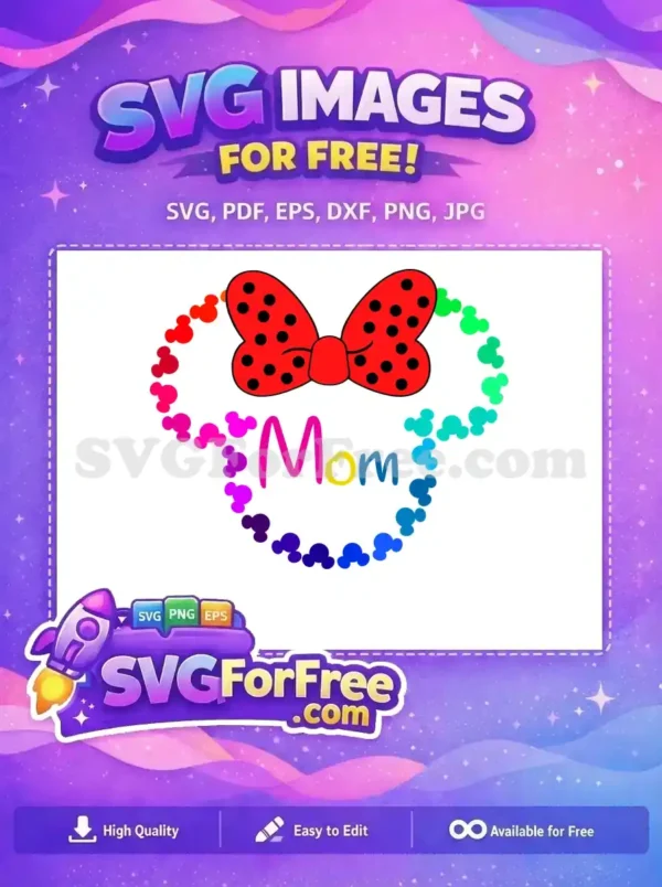Free Polka Dot Bow Free Colorful Mom Mickey Heads Free SVG