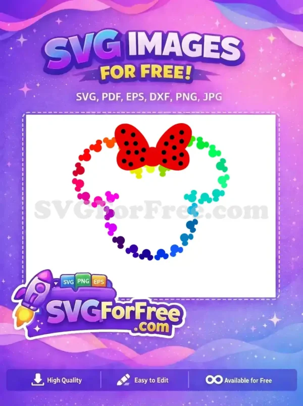 Free Rainbow Mickey Heads Free Minnie Bow Outline Free SVG