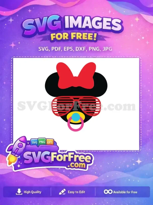Free Minnie Red Bow Free Sunglasses Pacifier Mickey Free SVG 1