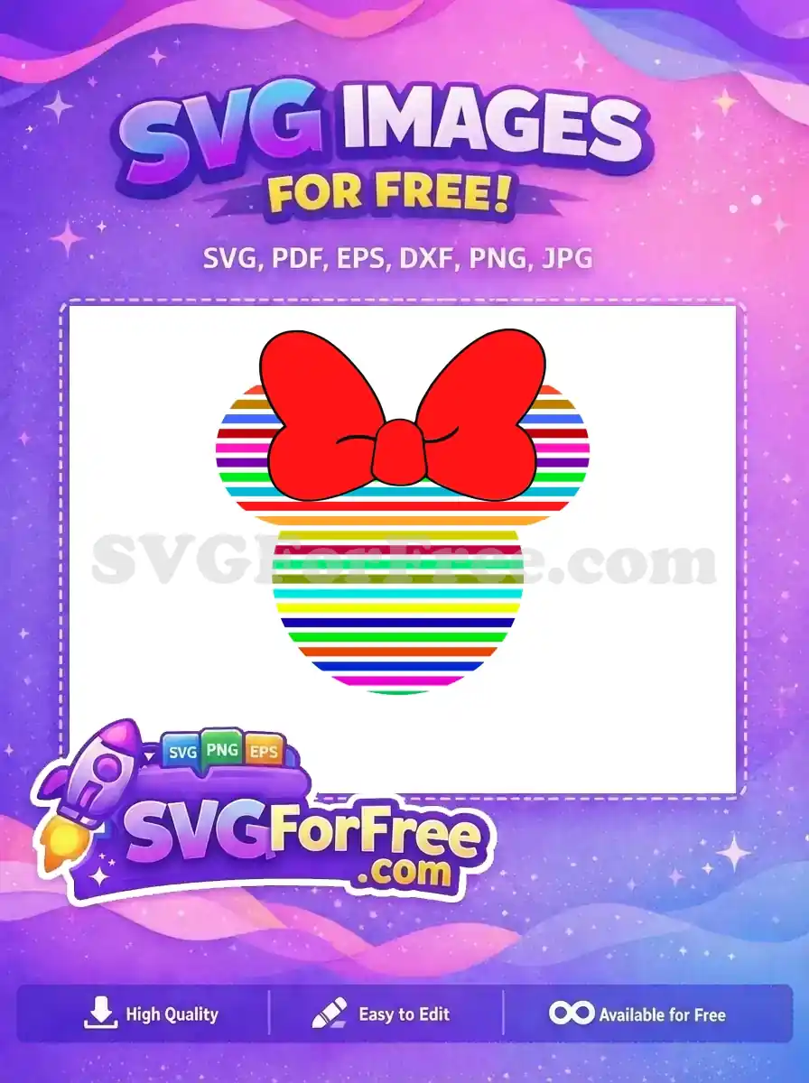 Free Striped Minnie Head Free Red Bow Disney Free SVG 2