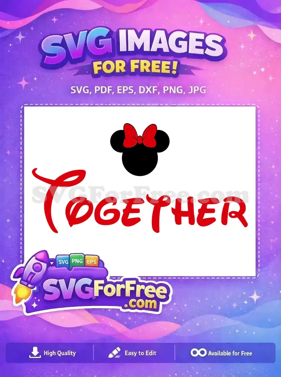 Free Minnie Head Red Bow Together Free Mickey Heads Free SVG