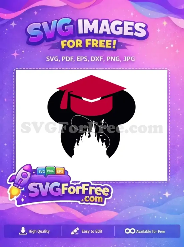 Free Red Graduation Cap Free Castle Silhouette Mickey Free SVG