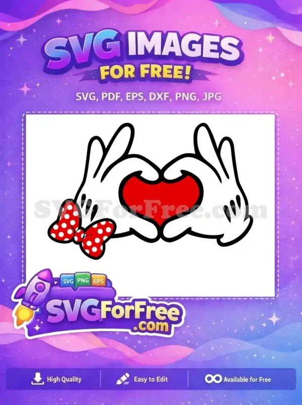 Free Minnie Hands Heart Free Polka Dots Love Free SVG