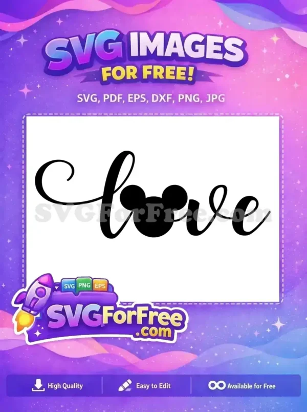 Free Love Script Font Free Mickey Head Silhouette Disney Free SVG