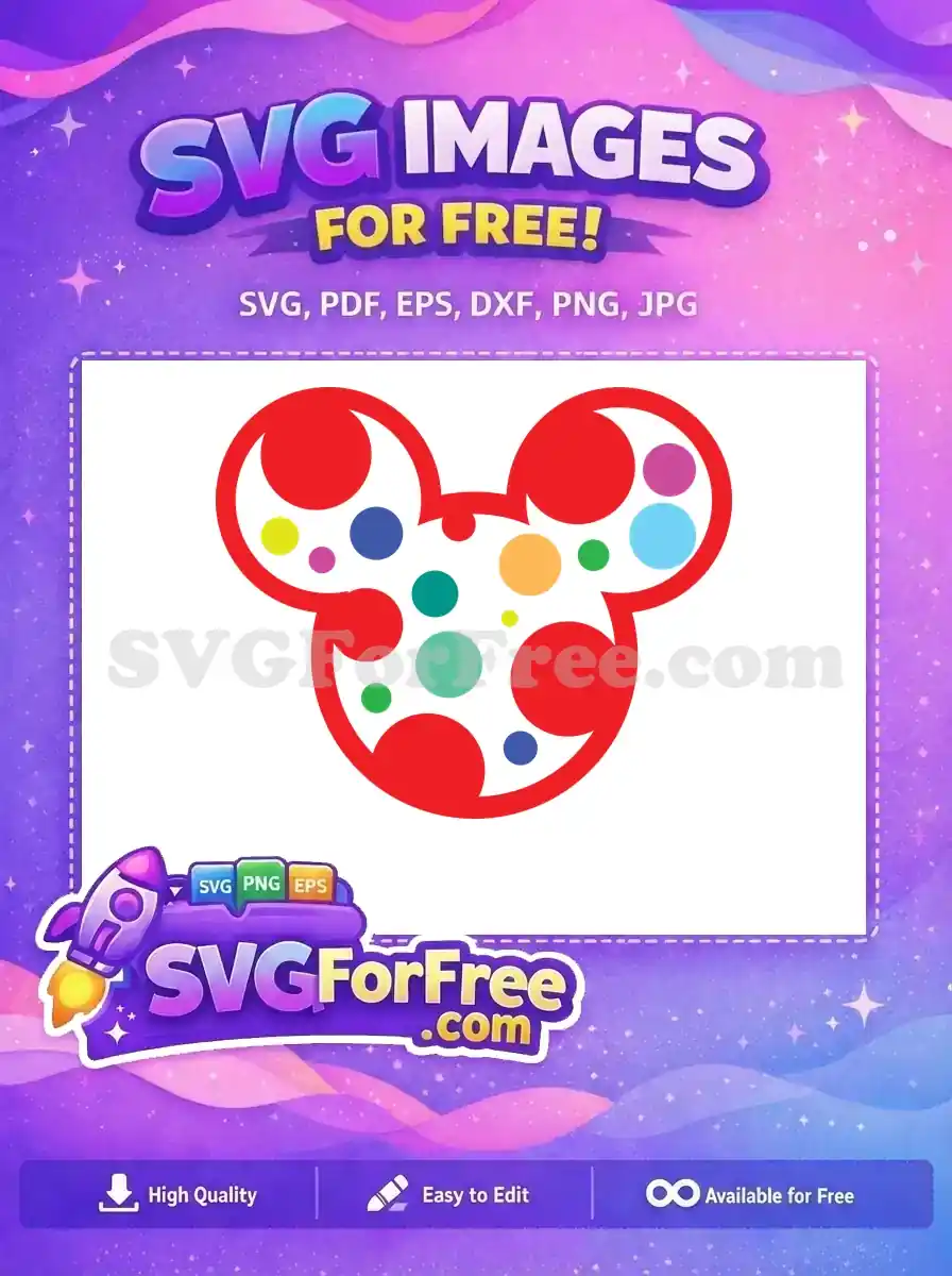 Free Red Mickey Head Free Colorful Polka Dots Pattern Free SVG