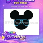 Free Black Mickey Head Free Blue Aviator Sunglasses Character Free SVG - Instant Download