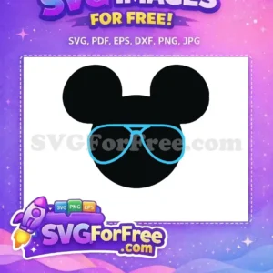 Free Black Mickey Head Free Blue Aviator Sunglasses Character Free SVG