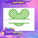 Free Green Striped Mickey Free Heads Monogram Number 1 Free SVG - Instant Download