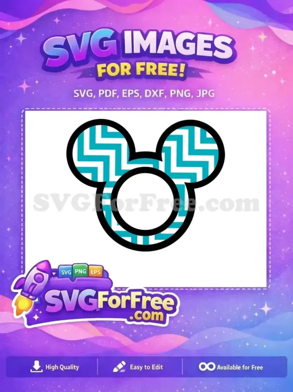 Free Teal Zigzag Free Mickey Heads Pattern Design Free SVG