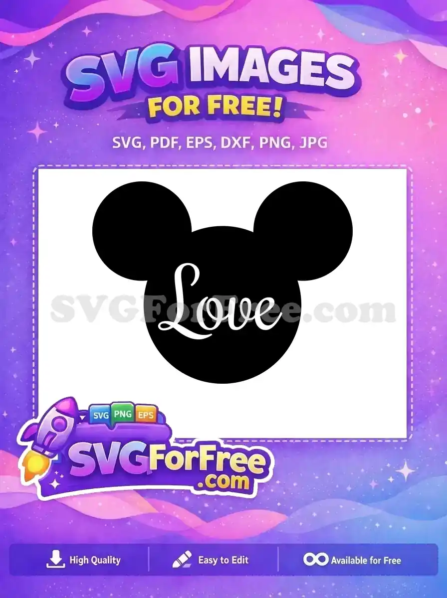 Free Black Mickey Head Free Love Saying Disney Free SVG