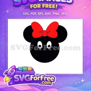 Free Black Minnie Head Free Red Bow Simple Free SVG