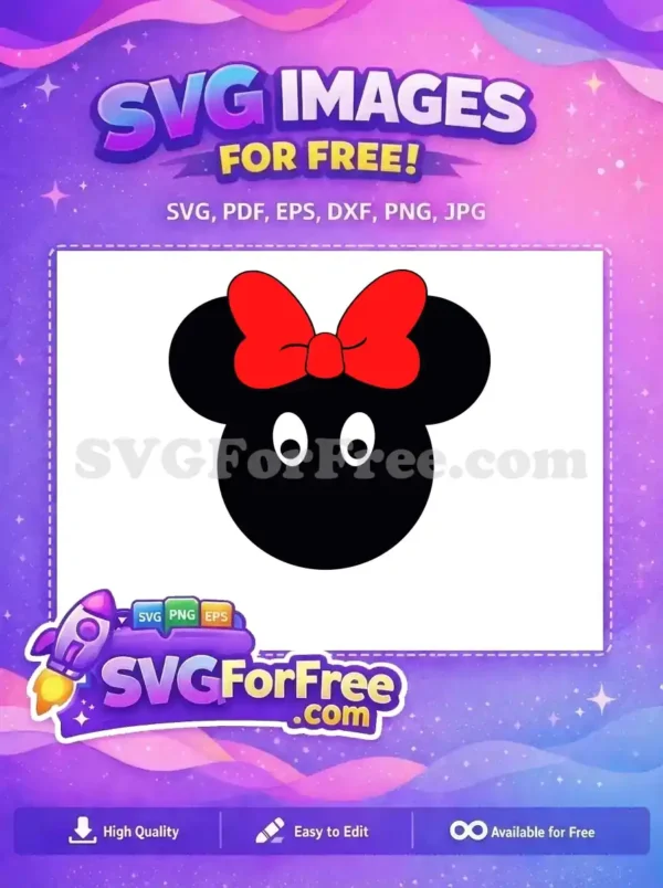 Free Black Minnie Head Free Red Bow Simple Free SVG