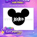 Free Black XOXO Free Mickey Head Valentine Free SVG - Instant Download