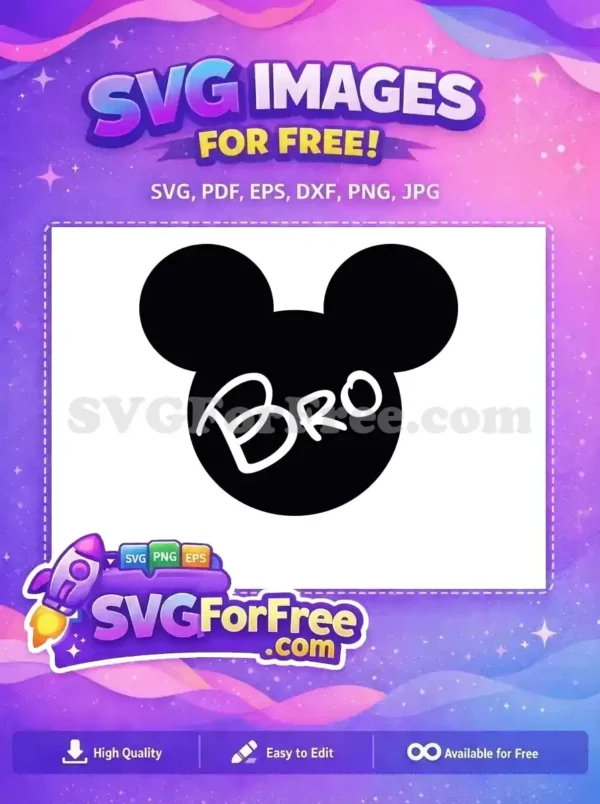 Free Black Bro Text Free Mickey Head Silhouette Free SVG