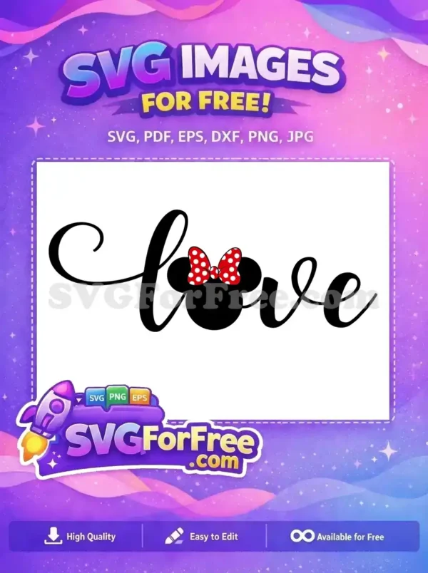 Free Polka Dot Bow Free Minnie Mouse Love Free SVG