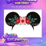 Free Floral Mickey Ears Free Red Pink Flowers Design Free SVG - Instant Download