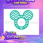Free Turquoise Chevron Pattern Free Mickey Head Monogram Free SVG - Instant Download