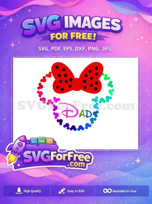 Free Polka Dot Bow Free Dad Text Mickey Free SVG