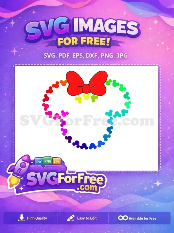 Free Rainbow Mickey Heads Free Red Bow 1 Free SVG