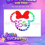 Free Colorful Mickey Heads Sis Design Free Rainbow Bow Free SVG - Instant Download