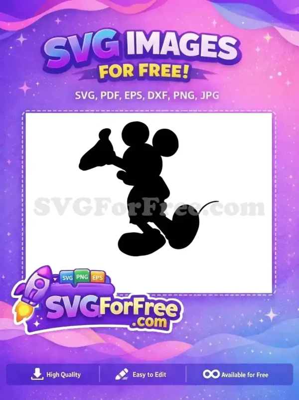 Free Silhouette Glove Free Black and White Mickey Mouse Free SVG