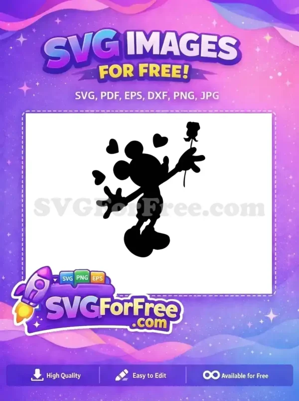Free Hearts Balloons Free Rose Silhouette Mickey Mouse Free SVG