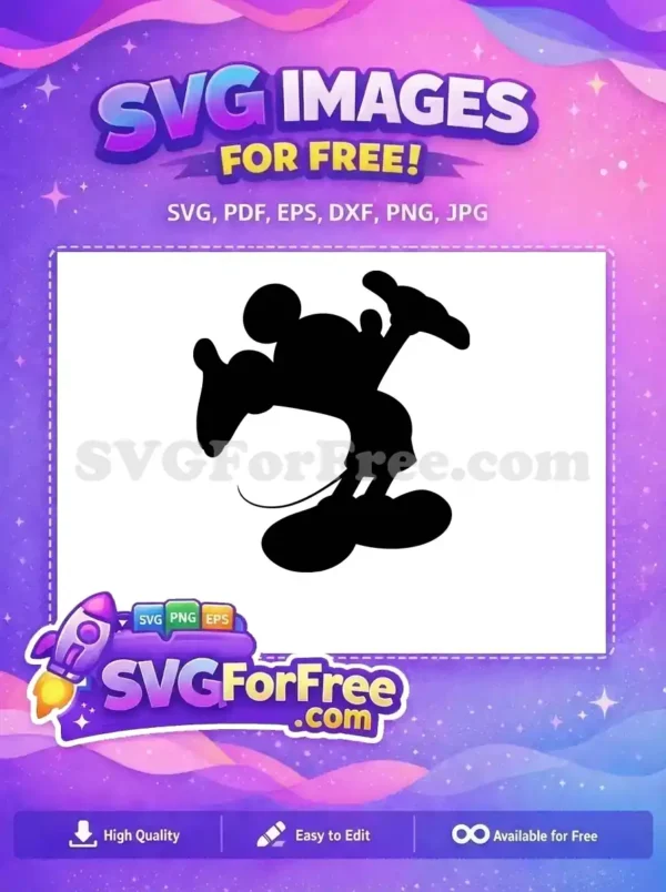 Free Silhouette Pose Free Black and White Mickey Free SVG