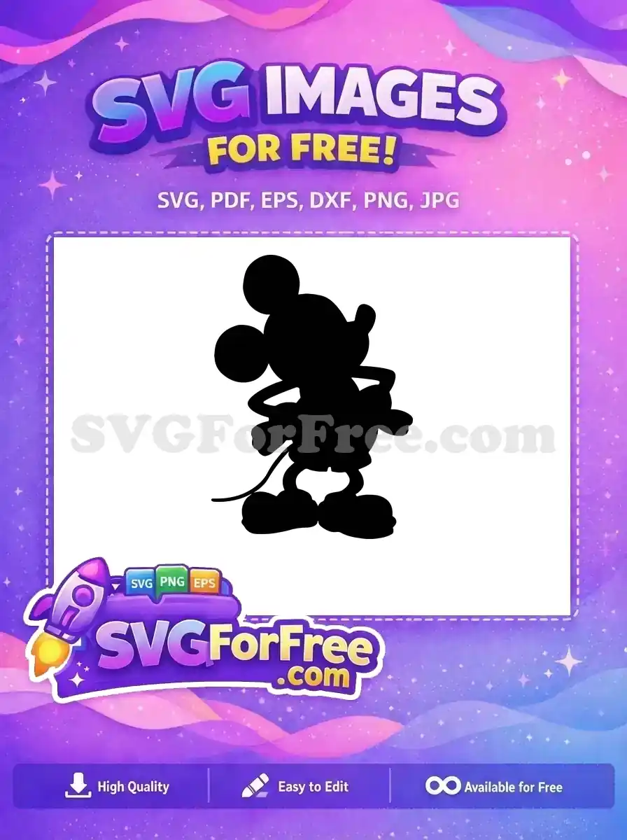Free Silhouette Confident Pose Free Mickey Mouse Disney Free SVG