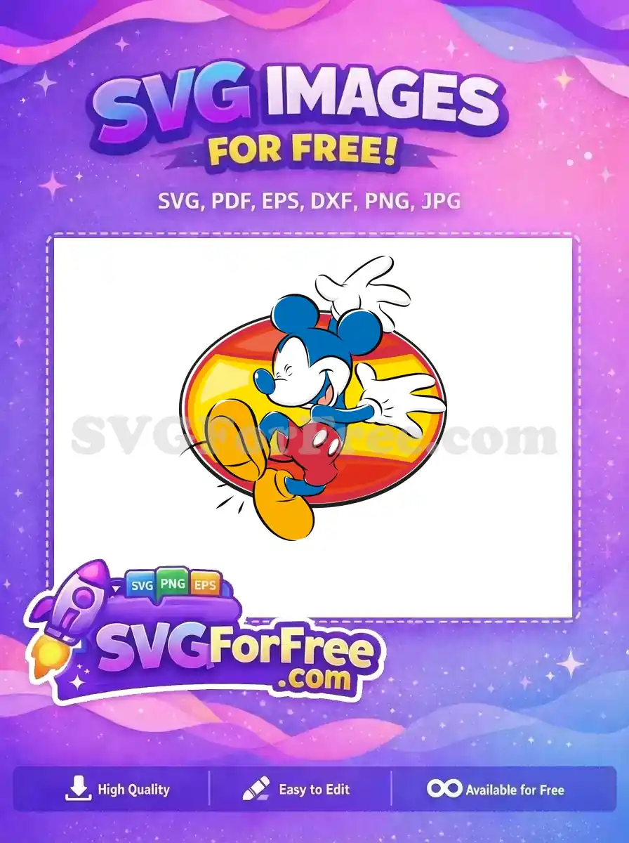 Free Blue Mickey Laughing Free Red Shorts Retro Free SVG