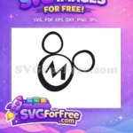 Free Black Line Free Mickey Mouse Head Disney Free SVG - Instant Download