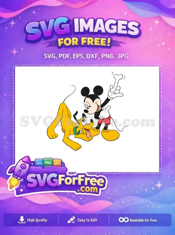 Free Playful Pluto Free Mickey Mouse Bone Disney Free SVG