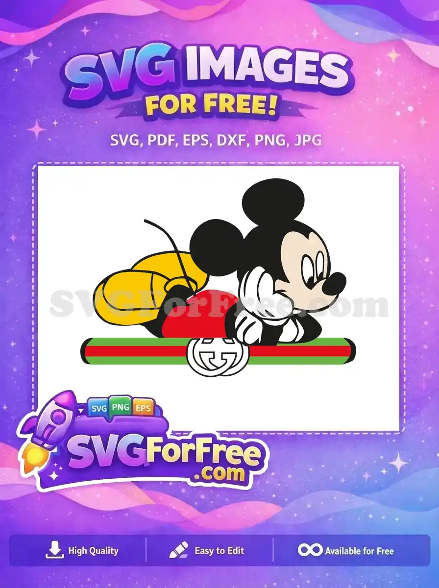 Free Reclining Mickey Mouse Free Gucci Detail Disney Free SVG