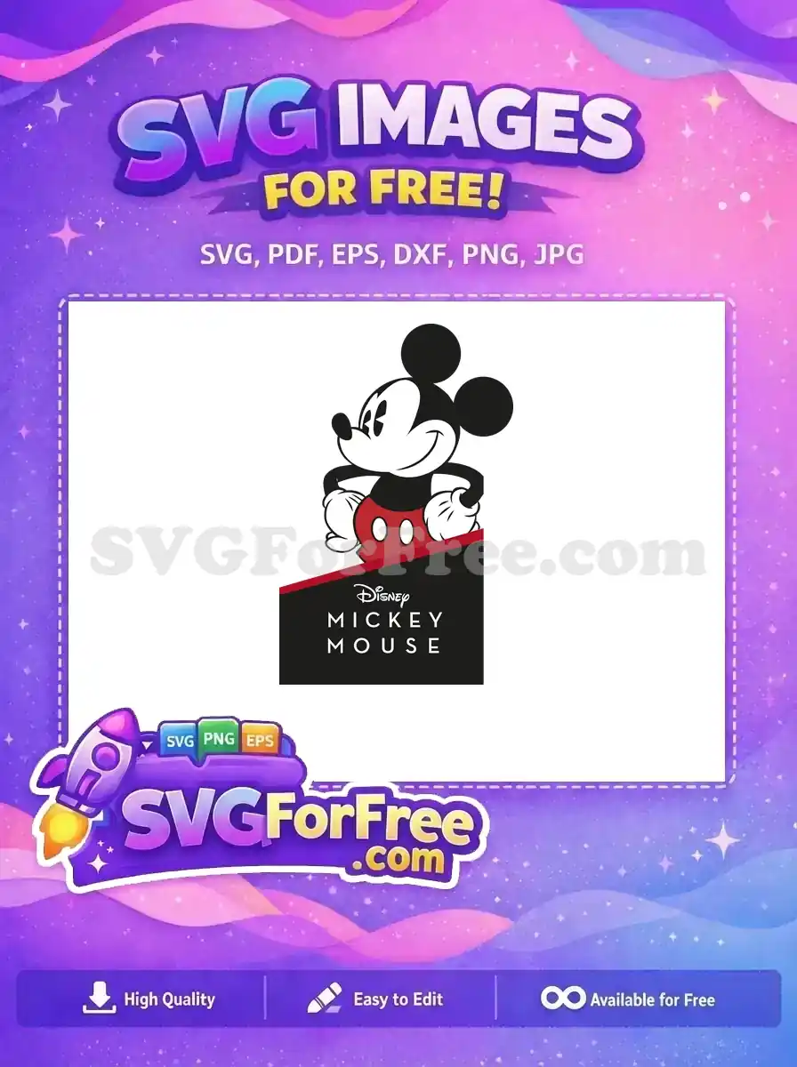 Free Smiling Mickey Free Classic Pose Disney Free SVG 1