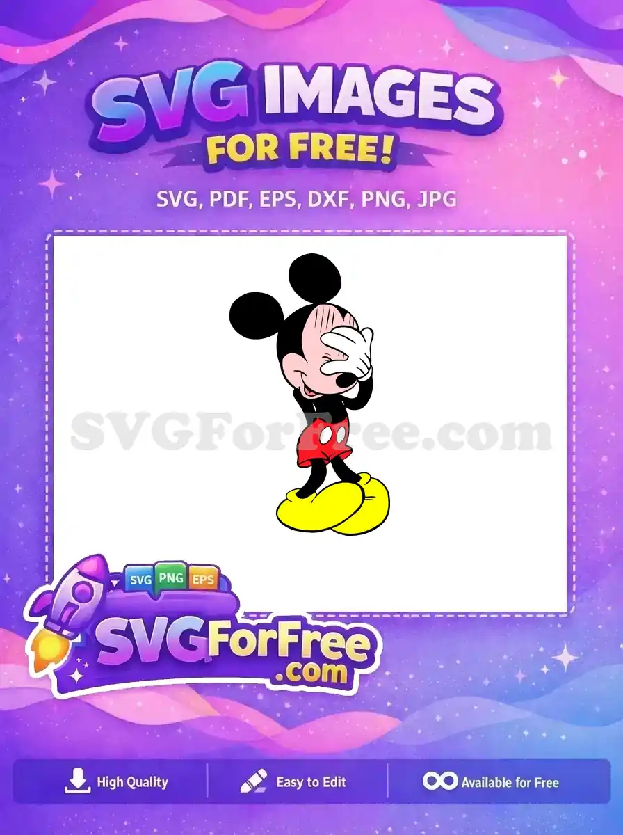 Free Embarrassed Mickey Free Red Shorts Disney Free SVG