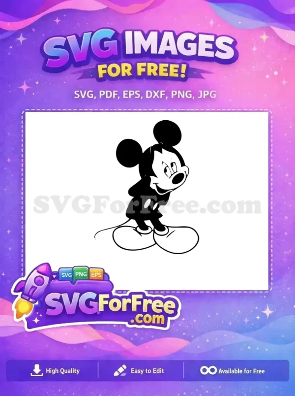 Free Classic Mickey Free Smiling Expression Disney Free SVG