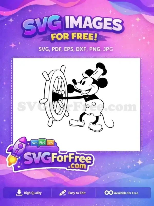 Free Classic Mickey Free Steering Wheel Steamboat Willie Free SVG