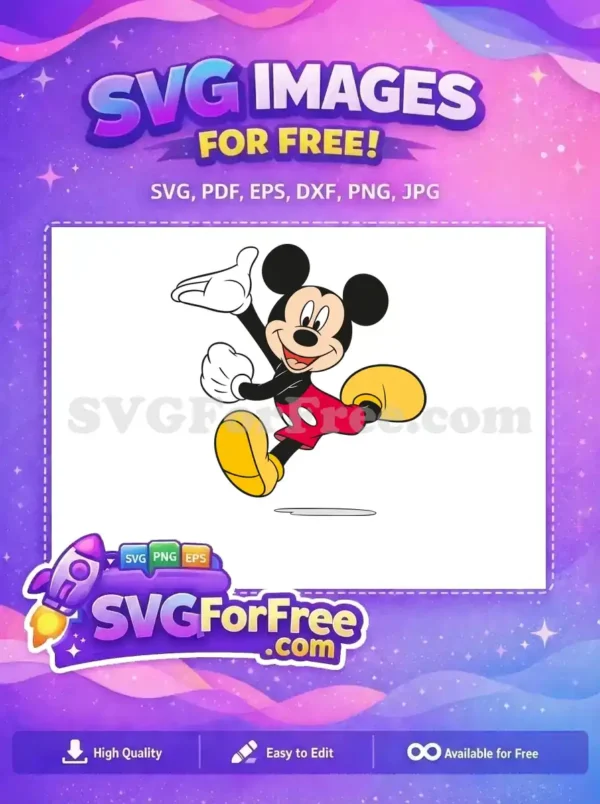 Free Smiling Mickey Free Running Pose Disney Free SVG