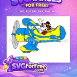 Free Waving Pilot Free Blue Yellow Airplane Mickey Free SVG - Instant Download