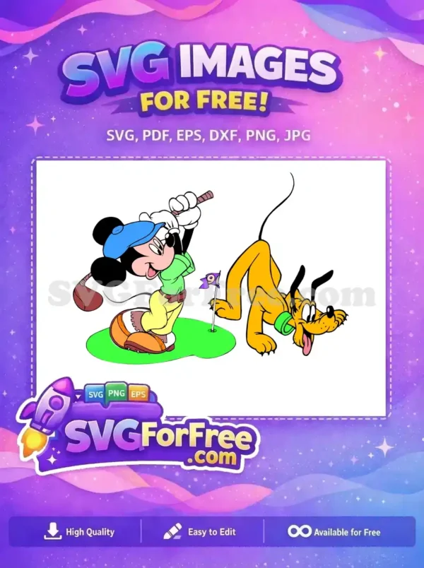 Free Golfing Mickey Free Pluto with Collar Disney Free SVG