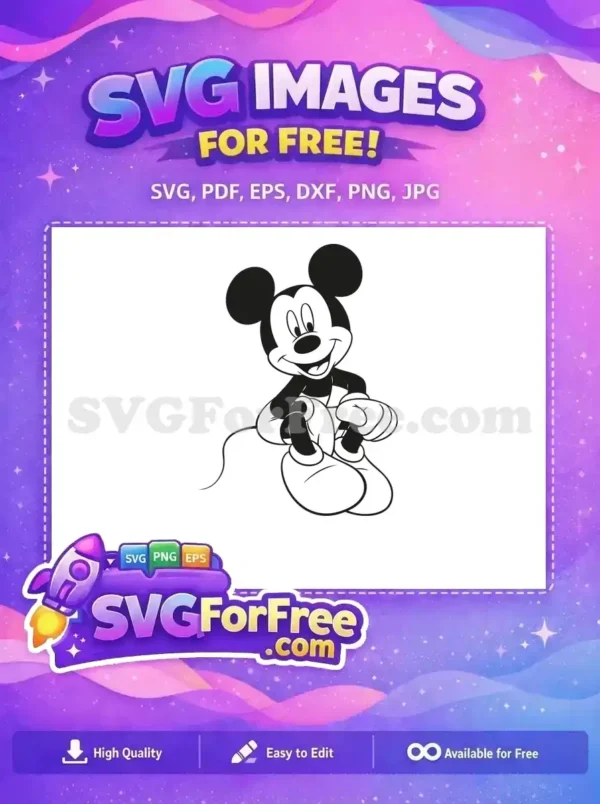 Free Happy Classic Free Sitting Pose Mickey Mouse Free SVG