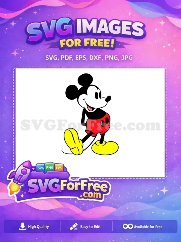 Free Smiling Classic Posing Free Cartoon Mickey Mouse Free SVG
