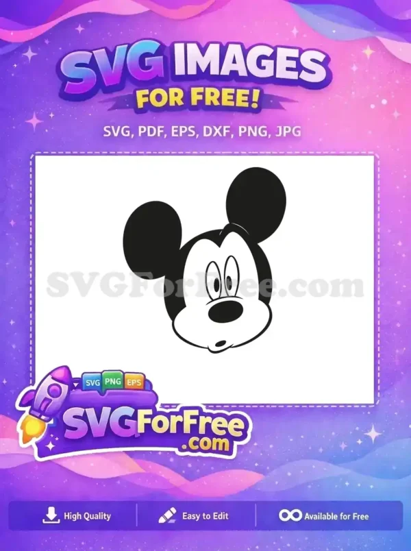 Free Surprised Expression Free Black and White Mickey Mouse Free SVG