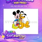 Free Smiling Mickey Free Pluto Hugging Book Disney Free SVG - Instant Download