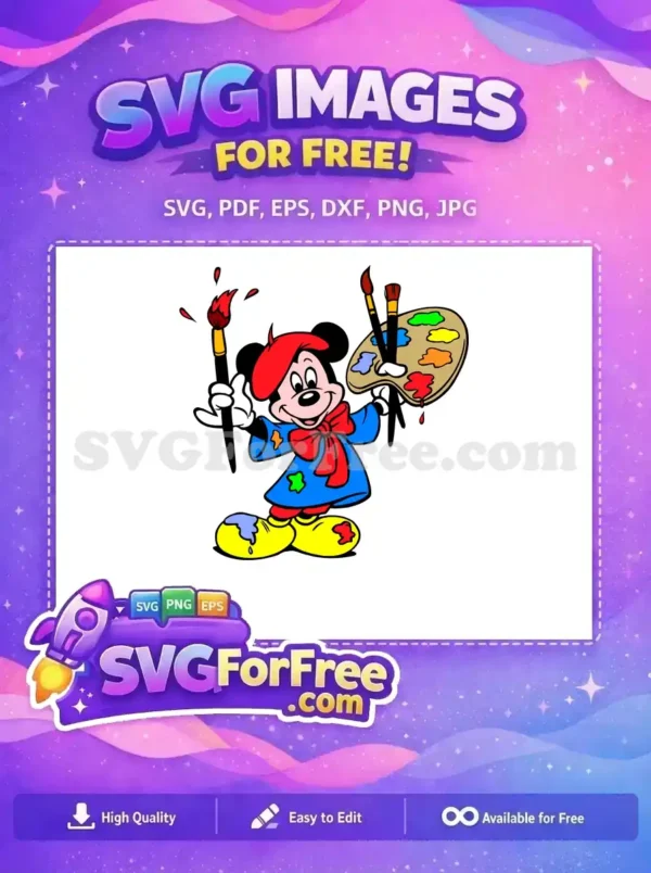 Free Painter Mickey Red Beret Free Paint Palette Disney Free SVG Free Painter Mickey Red Beret Free Paint Palette Disney Free SVG