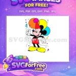 Free Party Hat Free Colorful Balloons Mickey Mouse Free SVG - Instant Download